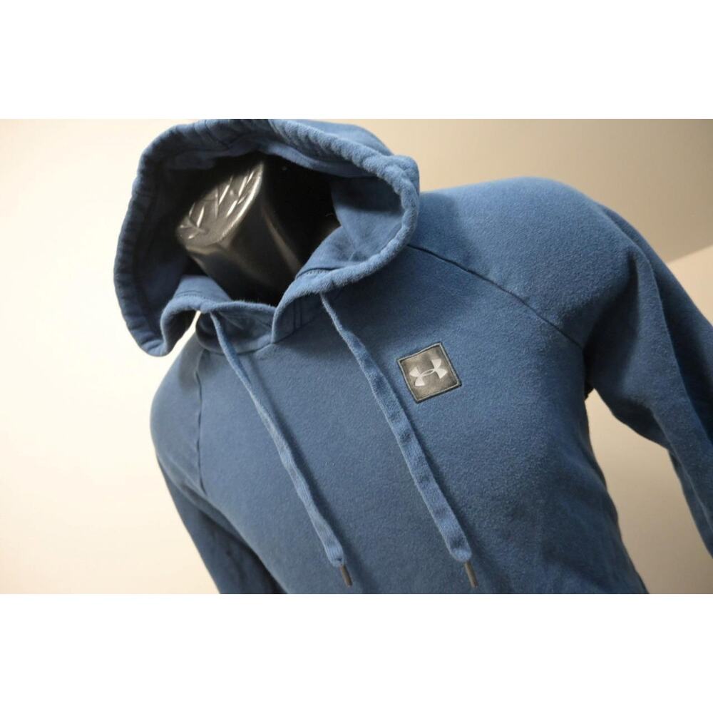 Under Armour V Neck Hoodie Pullover Loose Blue‎ Cotton Blend Mens Size Small